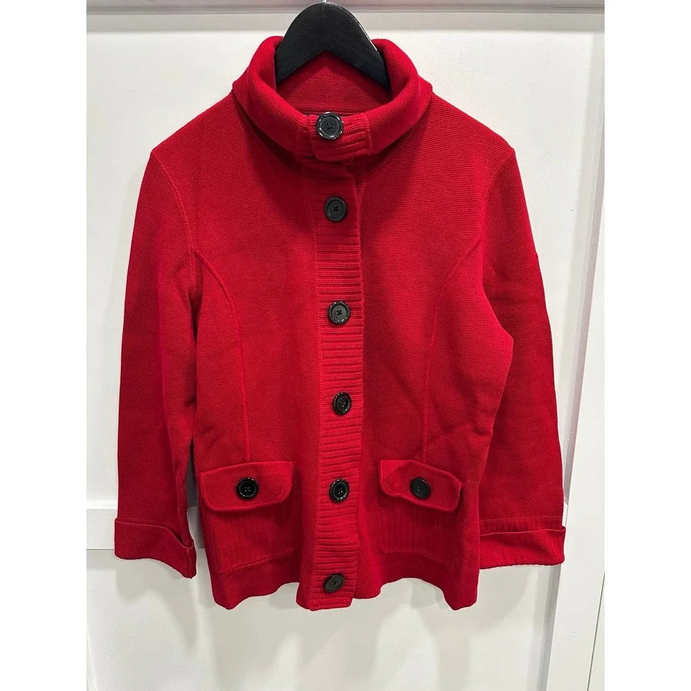 Jones New York Signature Petite Large Red Button-Front‎ Jacket